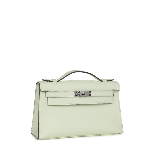 Hermes Mini Kelly I Swift Vert Fizz Silver