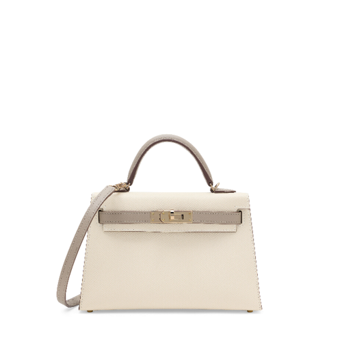 Hermes Kelly II Mini Epsom Craie Gris Asphalte Gold