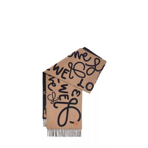 Loewe Logo Reversible Cashmere-Blend Scarf