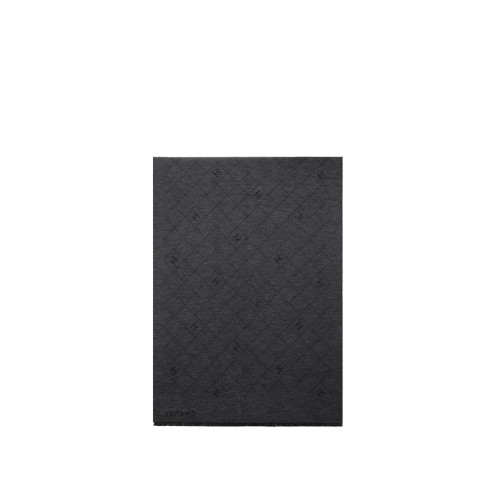 CHANEL Stole Wool Mixed Fibers & Black  Grey