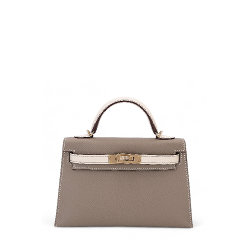 Hermes Kelly II Mini Epsom Gris Trench Craie Gold