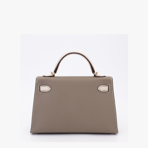 Hermes Kelly II Mini Epsom Gris Trench Craie Gold