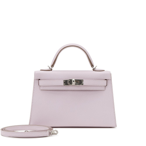Hermes Kelly II Mini Epsom Mauve Pale Silver