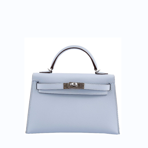 Hermes Kelly II Mini Epsom Bleu Brume Silver