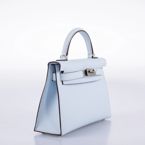Hermes Kelly II Mini Epsom Bleu Brume Silver