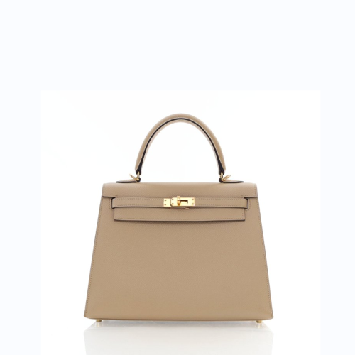 Hermes Kelly 25 Epsom Gris Trench Gold