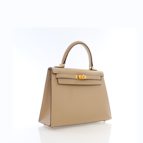 Hermes Kelly 25 Epsom Gris Trench Gold