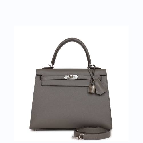 Hermes Kelly 25 Epsom Gris Meyer Silver