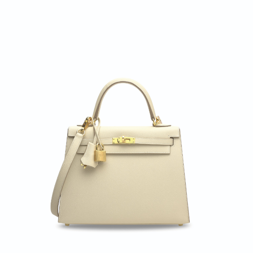 Hermes Kelly 25 Epsom Craie Gold