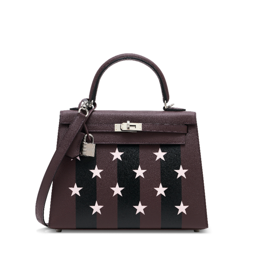Hermes Casaque Etoilee Kelly 25 Epsom Rouge Silver