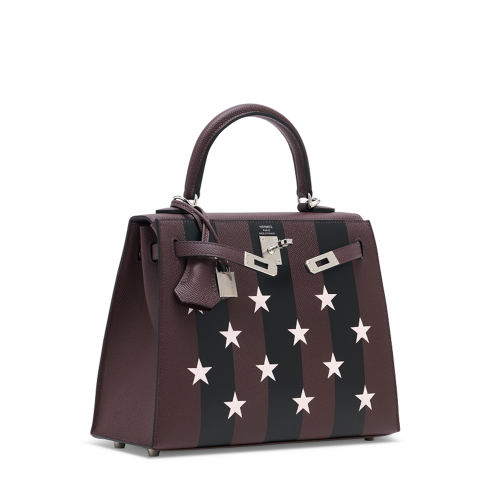 Hermes Casaque Etoilee Kelly 25 Epsom Rouge Silver