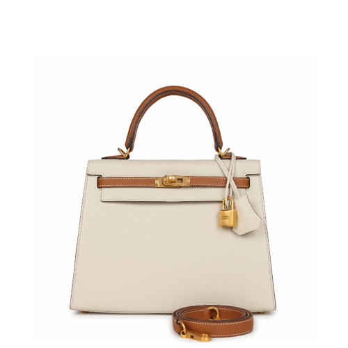 Hermes Kelly 25 Epsom Craie Gold Gold