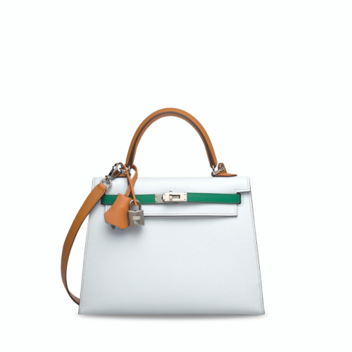 Hermes Kelly 25 Epsom Blue brume Gold Vert Jade Silver