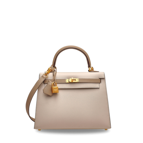 Hermes Kelly 25 Epsom Craie Gris Tourterelle Gold