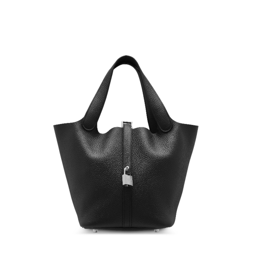 Hermes Picotin 22 Clemence Noir Silver