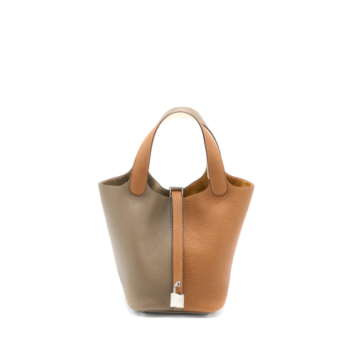 Hermes Picotin 18 Clemence Etoupe Gold Silver