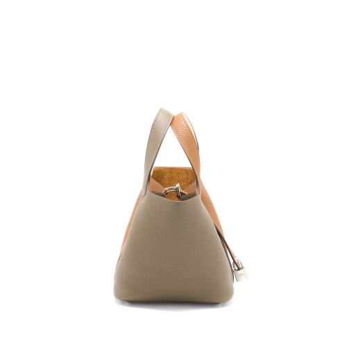 Hermes Picotin 18 Clemence Etoupe Gold Silver