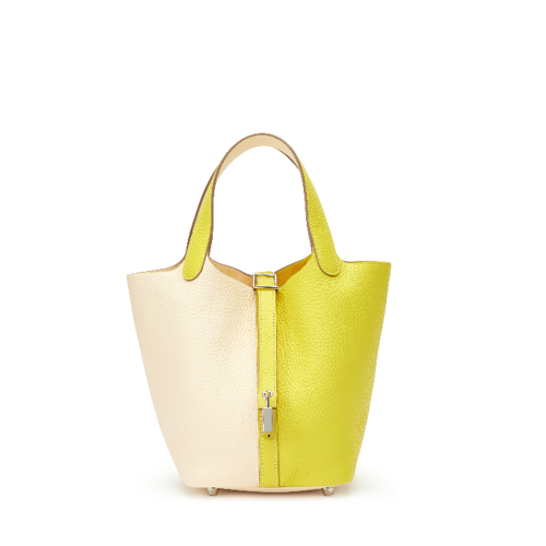 Hermes Picotin 18 Clemence Craie Lime Silver