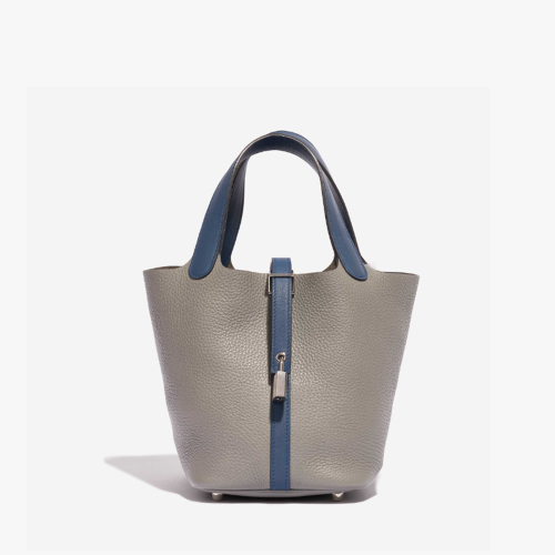 Hermes Picotin 18 Clemence Swift Gris Mouette Blue Agate