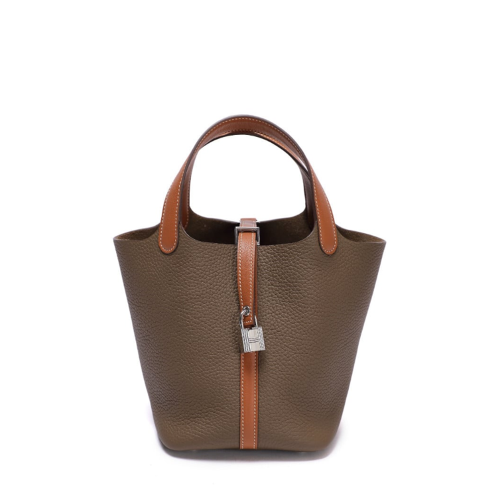 Hermes Picotin 18 Clemence Swift Etoupe Gold Silver