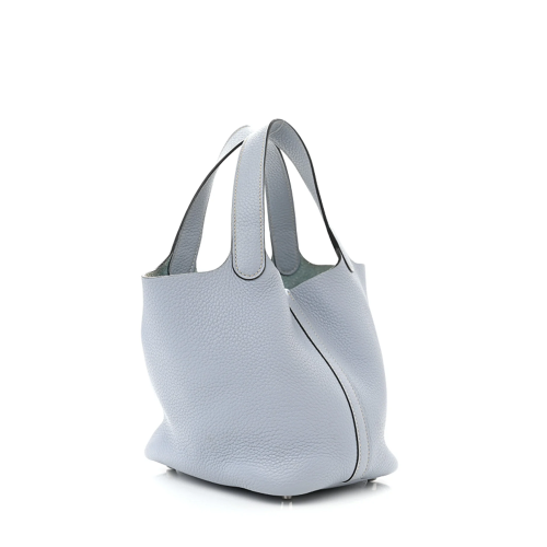 Hermes Picotin 18 Clemence Bleu Lin Silver