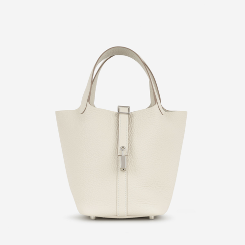 Hermes Picotin 18 Clemence Craie Silver