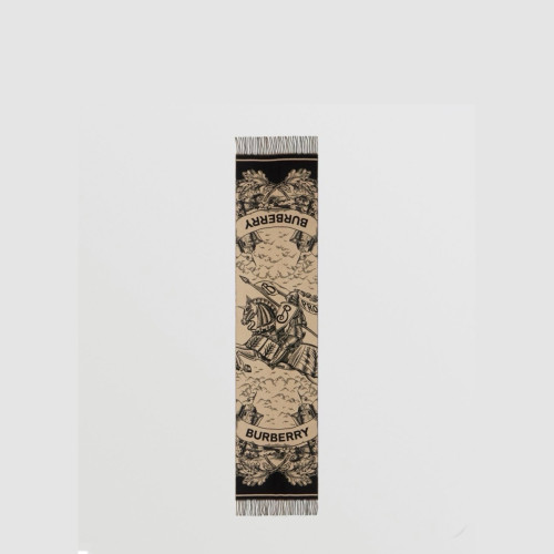 Burberry Wide Reversible EKD Cashmere Scarf