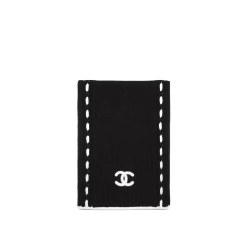 CHANEL 25A Cashmere Muffler CC Logo Stitch Scarf