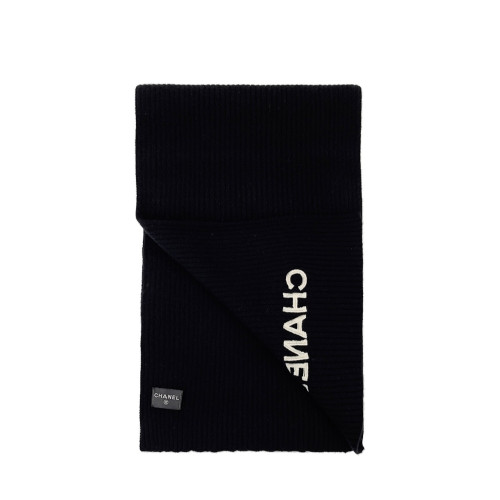 CHANEL Logo lettering cashmere muffler