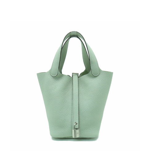 Hermes Picotin 18 Clemence Vert Fizz Silver