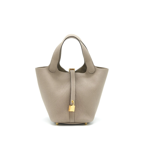 Hermes Picotin 18 Clemence Gris Asphalte Gold