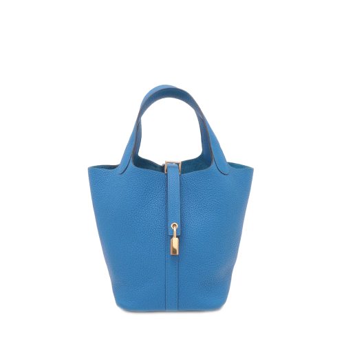 Hermes Picotin 18 Clemence Bleu Hydra Gold