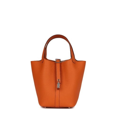 Hermes Picotin 18 Clemence Orange Silver