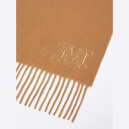 Max Mara Monogram-embroidered cashmere stole - Beige