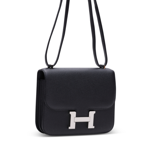 Hermes Constance 19 Epsom Noir Silver