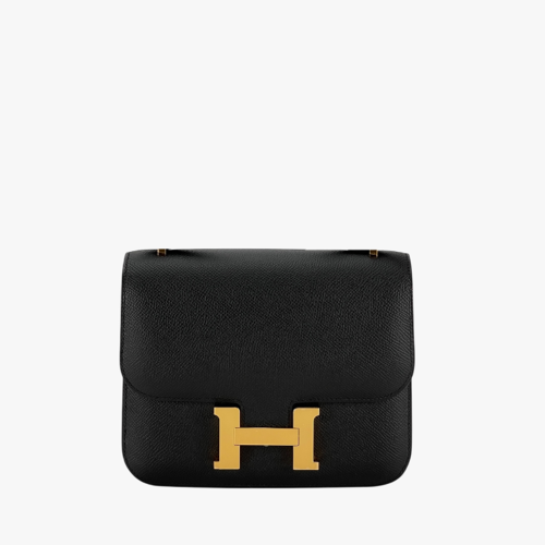 Hermes Constance 19 Epsom Noir Gold