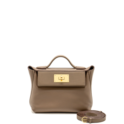 Hermes 2424 Mini Evercolor Swift Etoupe Gold