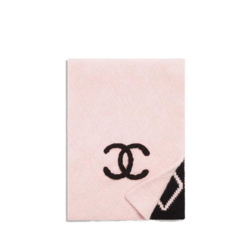 CHANEL CC logo cashmere velvet thread scarf