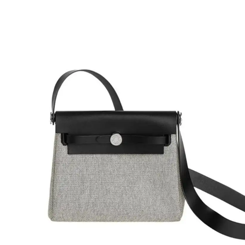 Hermes Herbag Zip 20 bag Toile Noir Silver