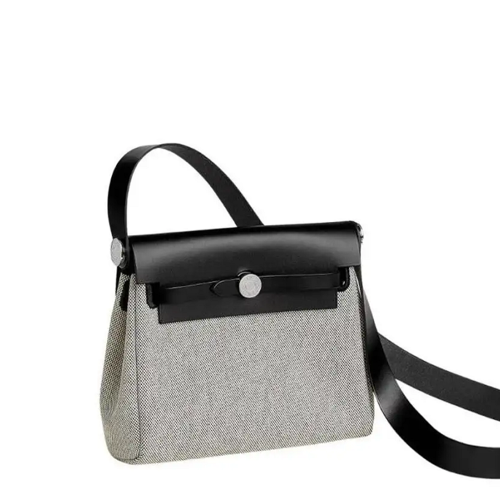 Hermes Herbag Zip 20 bag Toile Noir Silver