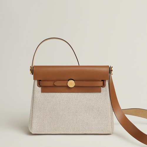 Hermes Herbag Zip 20 bag Toile Gold Gold