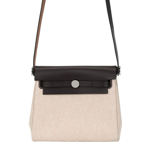 Hermes Herbag Zip 20 bag Toile Ebene Silver