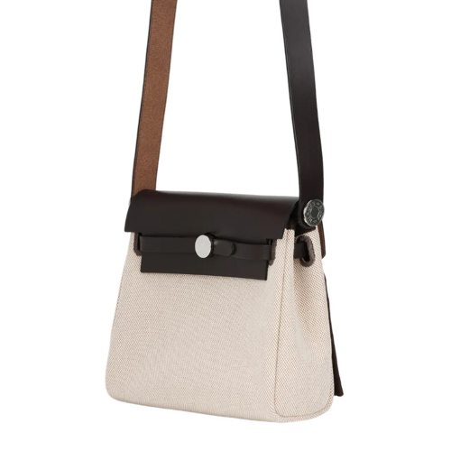 Hermes Herbag Zip 20 bag Toile Ebene Silver