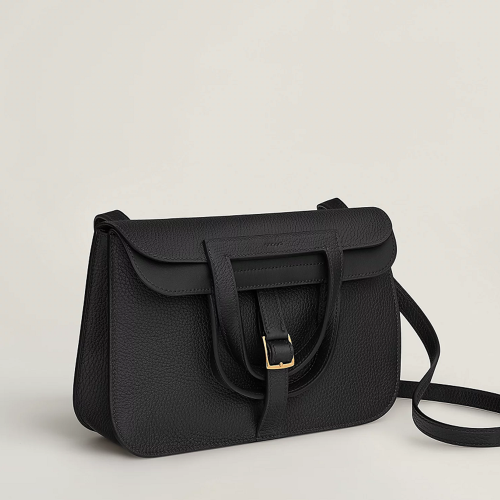 Hermes Halzan 25 bag Clemence Noir Gold