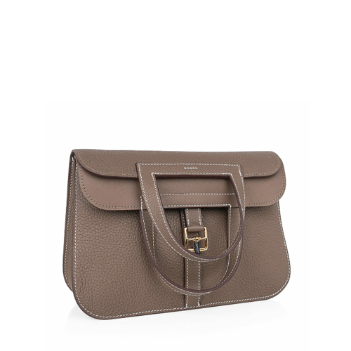 Hermes Halzan 25 bag Clemence Etoupe Gold