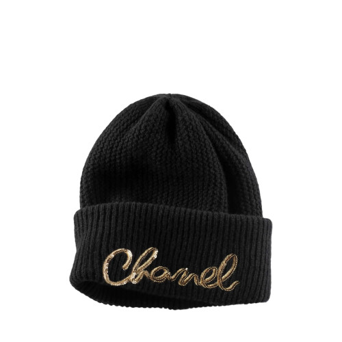 CHANEL 22A Beanie Lettering Cashmere
