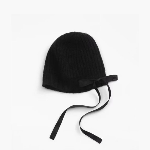 CHANEL Beanie Hat Cashmere Satin
