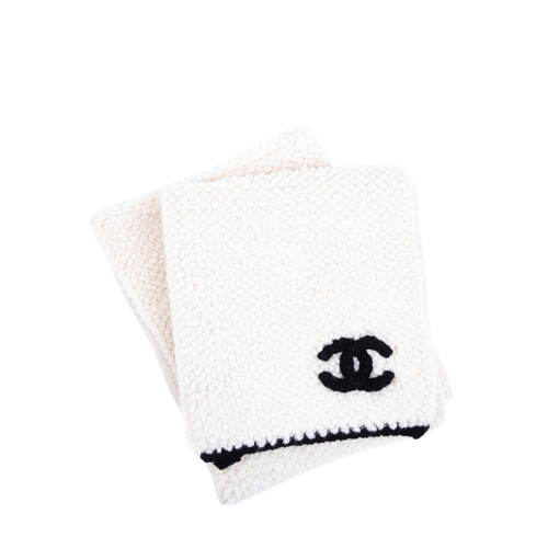 CHANEL cashmere black white scarf