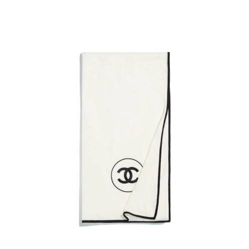CHANEL CC Logo muffler cashmere silk scarf