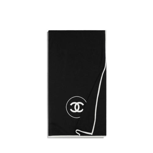 CHANEL CC Logo muffler cashmere silk scarf